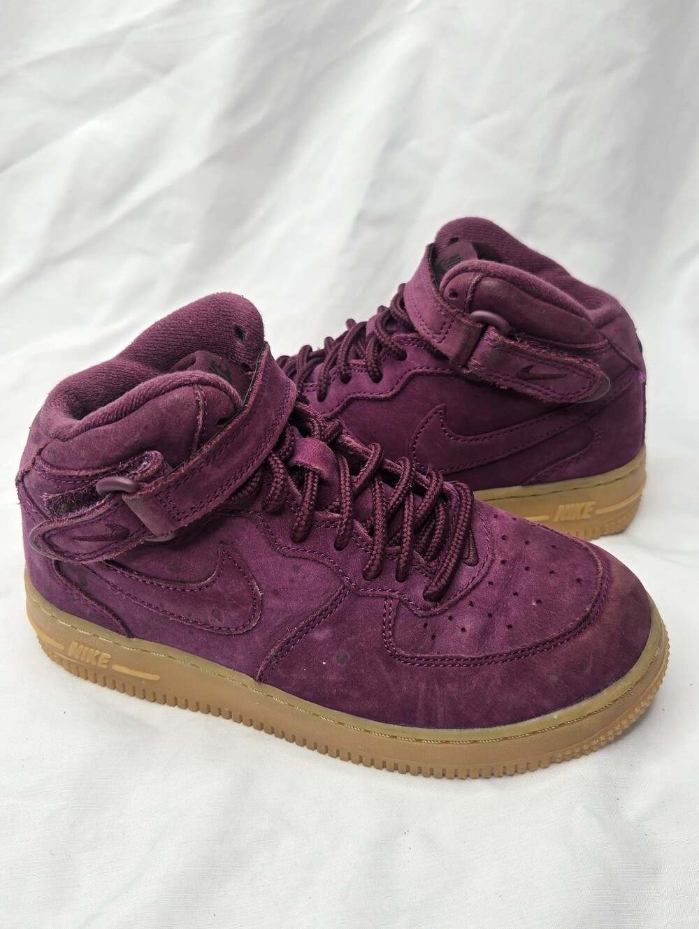 Nike Air Force 1 Mid WB Boys 13.5C Bordeaux Burgundy Suede Gum Sole High Top